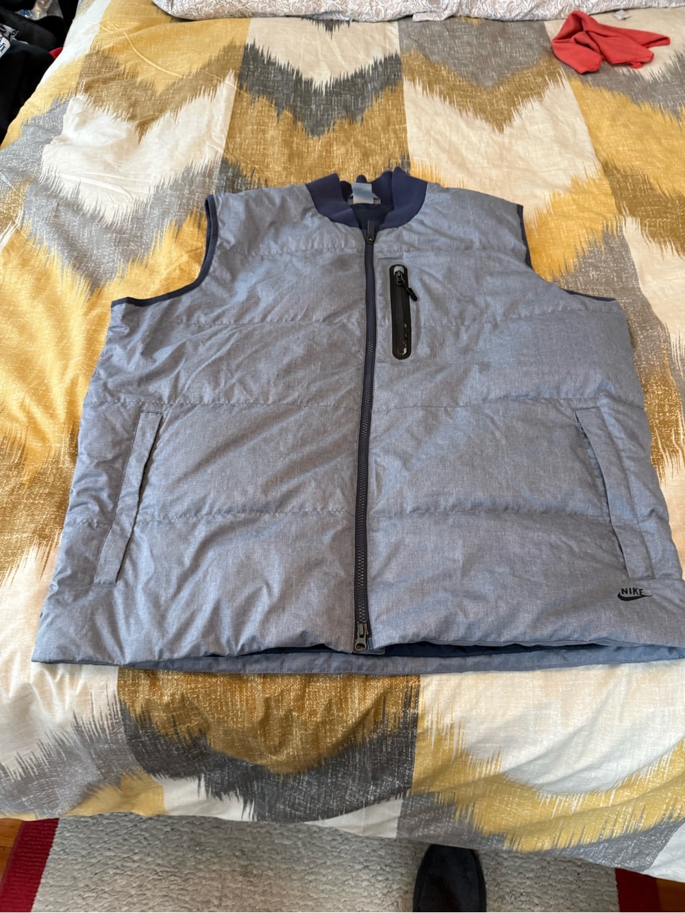 Nike Men's Heather Light Blue Quilted Puffer Vest
